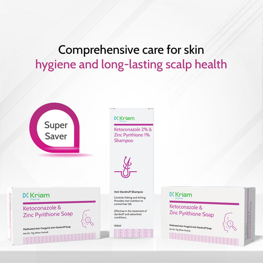 Super Saver Pack - 2 Ketoconazole and Zinc Pyrithione Soap + 1 Ketoconazole Zinc Pyrithione Shampoo