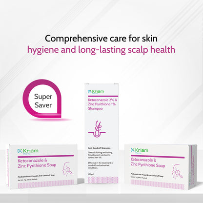 Super Saver Pack - 2 Ketoconazole and Zinc Pyrithione Soap + 1 Ketoconazole Zinc Pyrithione Shampoo