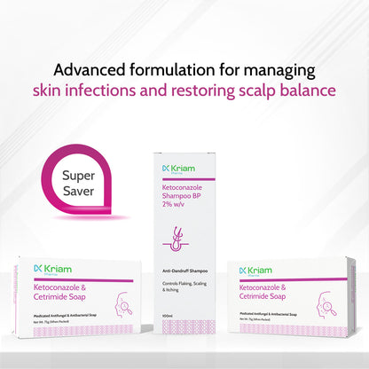 Super Saver Pack – 2 Ketoconazole & Cetrimide Soap + 1 Ketoconazole Shampoo