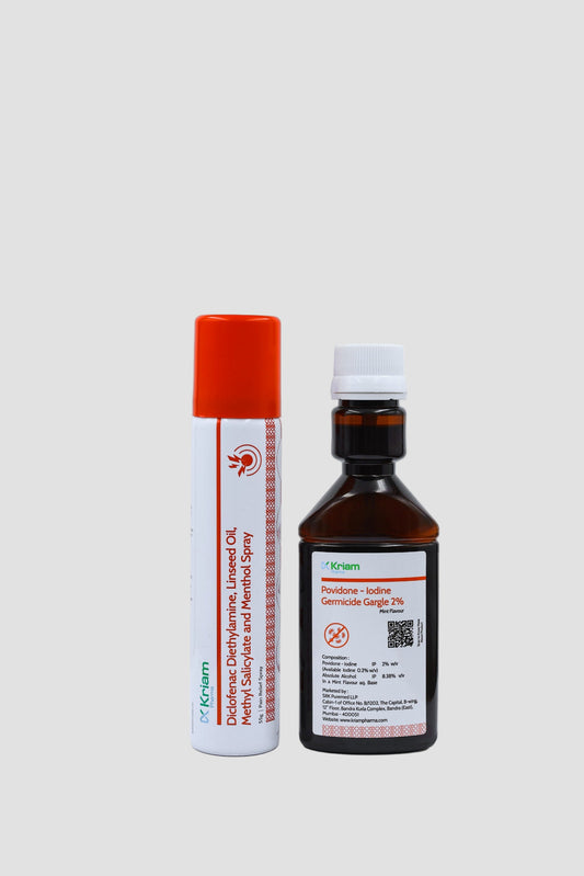 Combo Pack – Povidone Iodine Gargle + Diclofenac Spray